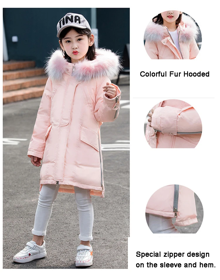 Princess Winter Coat for Girls made of goose feather Kids Down Jackets age 10 12 14 years Children Outfit Winter Girls Clothing