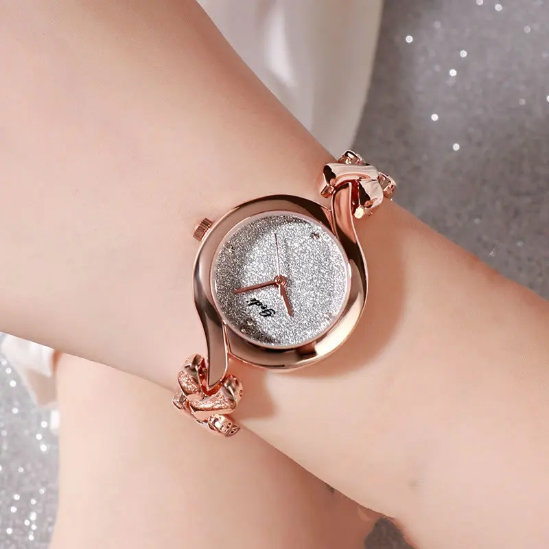 Модные женские часы GEDI с браслетом, кварцевые часы из розового золота, женские наручные часы для отдыха, женские часы под платье - Цвет: Rose White