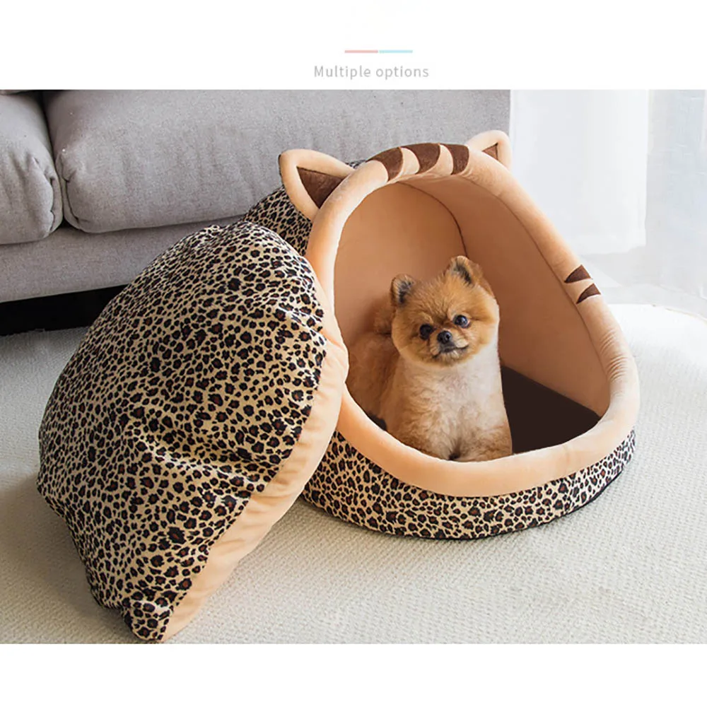 Warm Puppy House For Small Dog Cat Sleeping Kennel Soft Home Pet Cats Bed Nest Washable Dogs Mat Pets Foldable House Bed Product