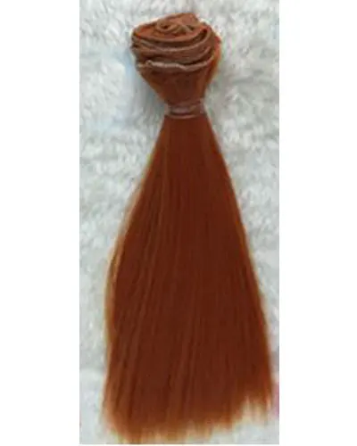 1 шт. refires bjd кукольный парик волосы 15 см* 100 см черный золотой коричневый цвет хаки короткий парик с прямыми волосами для 1/3 1/4 bjd кукольные волосы diy - Цвет: Light Brown