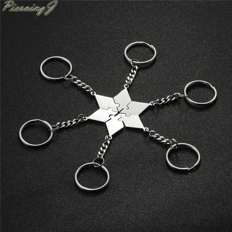 

PiercingJ Stainless Steel 5/6 Piece Best Friends BFF Necklaces Keychains Friendship Puzzle Piece Charm Pendant Necklace Set