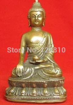 

Old Asian Chinese copper Small Bronze Sakyamuni Buddha Statue Figurine 5.6"High