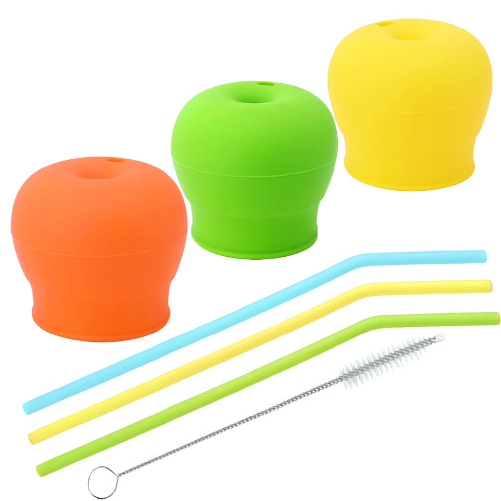 Uarter 7PCS Silicone Straw Cup Lid Leakproof Straw Cups Cover Reusable