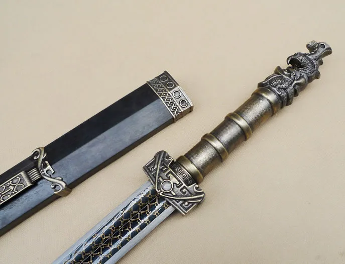 

S0323 THREE KINGDOMS GENERAL SUN QUAN BLACK BLADE DAMASCUS SWORD KNIFE 38"
