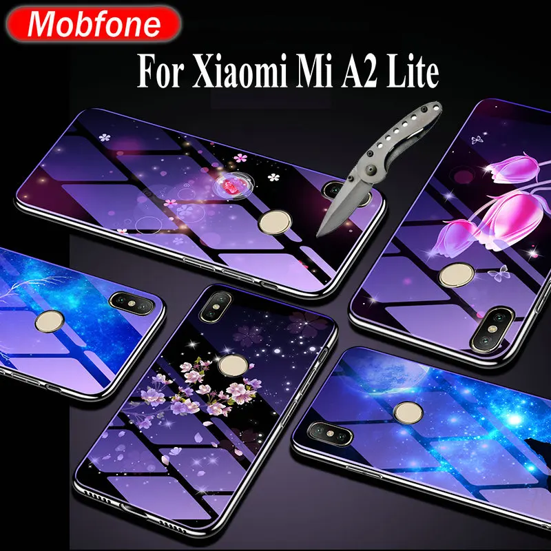 Xiaomi Mi A2 Lite прекрасный мультфильм волк цветок голубой светло задняя крышка