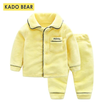 

Children Flannel Pajamas Baby Girls Sleepwear Boy Coral Fleece Pyjamas Kids Velvet Pijamas Korean Clothes Winter Shirt+pant 2pcs