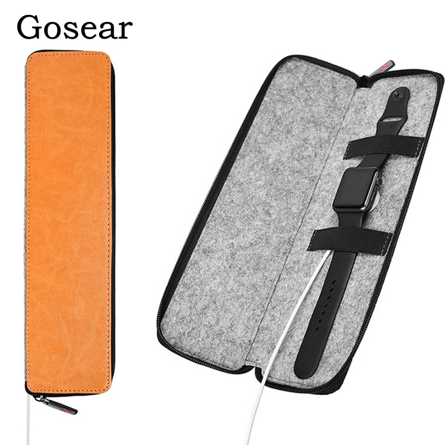 

Gosear Portable Universal PU Leather Protective Storage Carrying Case Cover Pouch for Apple Watch iWatch 38mm 42mm Series 3 2 1