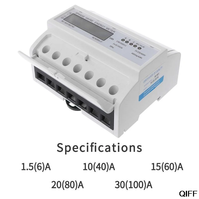 

Drop Ship&Wholesale 3 Phase 4 Wire Electric LCD Display Digital Energy Meter Calibrated For DIN Rail Power Meters 50/60HZ July 3