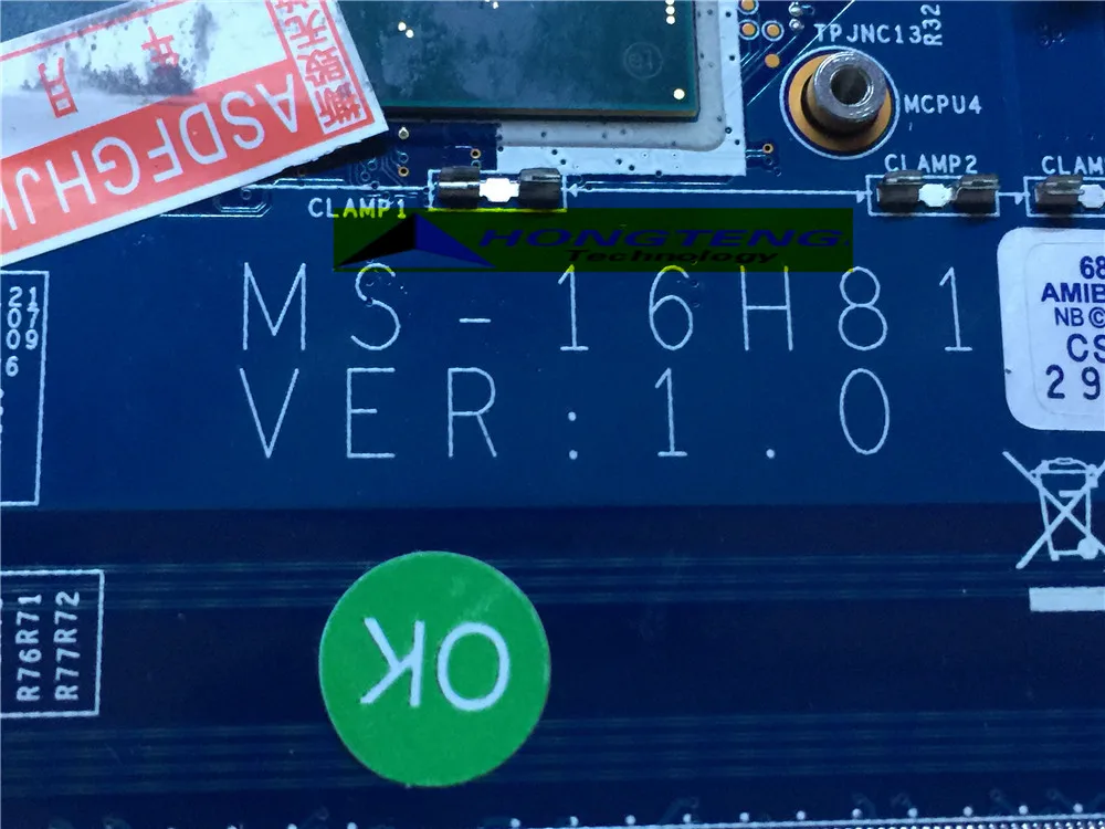 Ideal  genuine MS-16H81 FOR MSI PX60 6QD-028XRU GS60 LAPTOP MOTHERBOARD WITH I5-6300HQ AND N16M-Q2-A2 Test