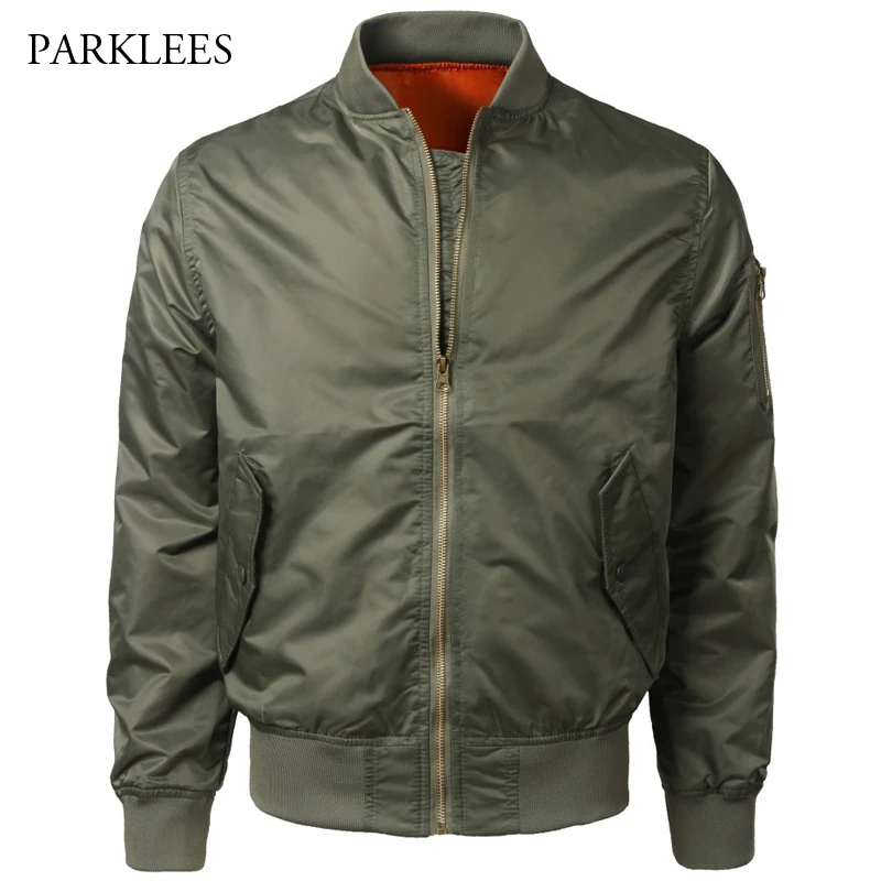 

Bomber Jacket Men 2018 Spring New Mens Military Motorcycle Pilot Jackets Fashion Thin Wind Breaker Baseball Jacket Army Green