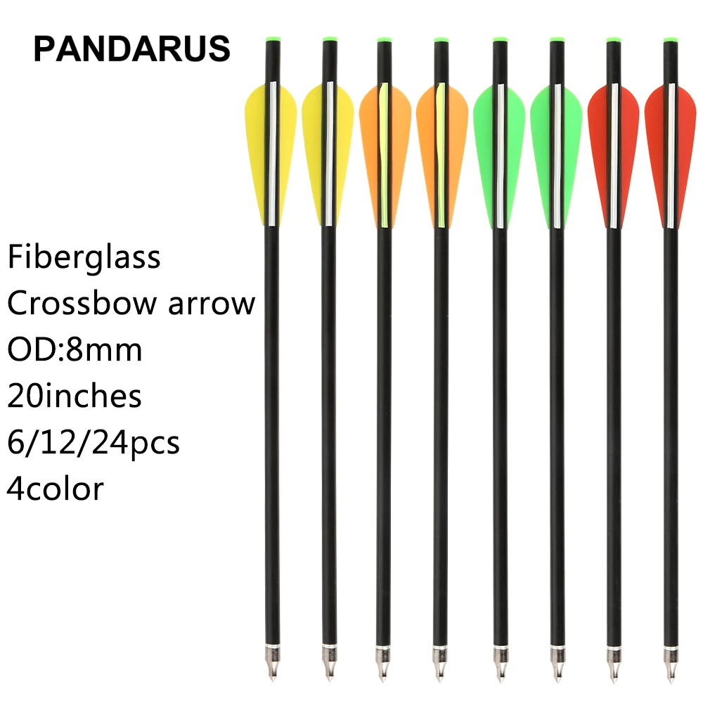PANDARUS Darts 17/20inch Fiberglass Crossbow Arrows with Diameter 8mm Replaceable Tips Archery for Recurve Bow Hunting/Shooting | Спорт и