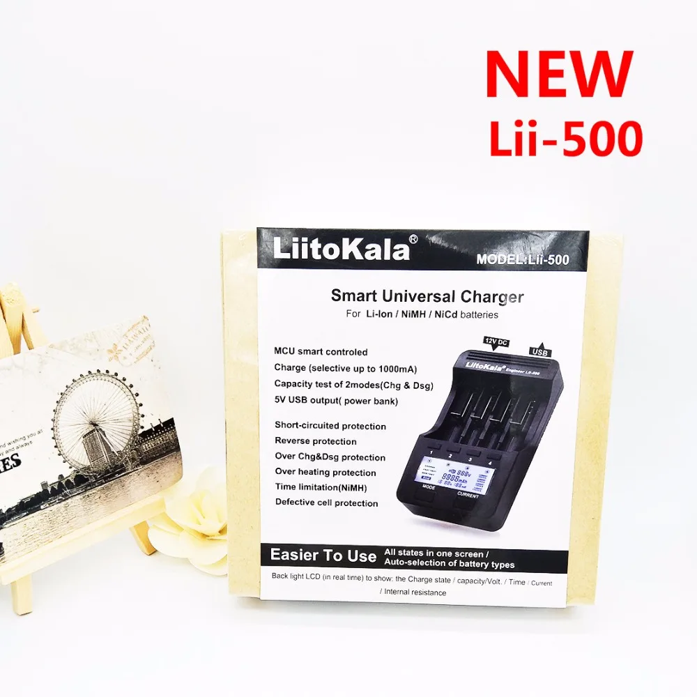 LiitoKala lii-500 lcd 3,7 V/1,2 V 18650/26650/16340/14500/10440/18500 зарядное устройство, лиитокала завод lii500