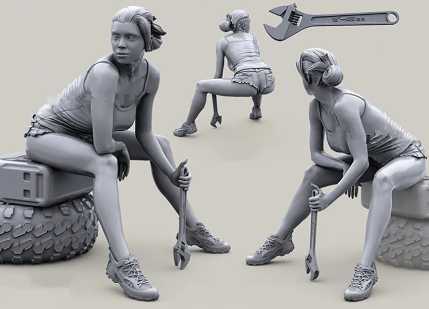 

1:35 Resin Figure Model Kit Unassambled Unpainted //X288 (NO Oil drum and Tire 1 FIGURE)