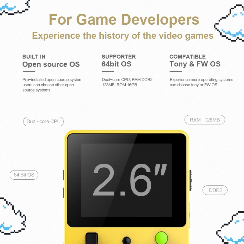 DATA FROG 2.6 Inch Mini Handheld Game Console LDK Retro Video Game Family TV Classic Portable Handheld Gamepad Support AV Output