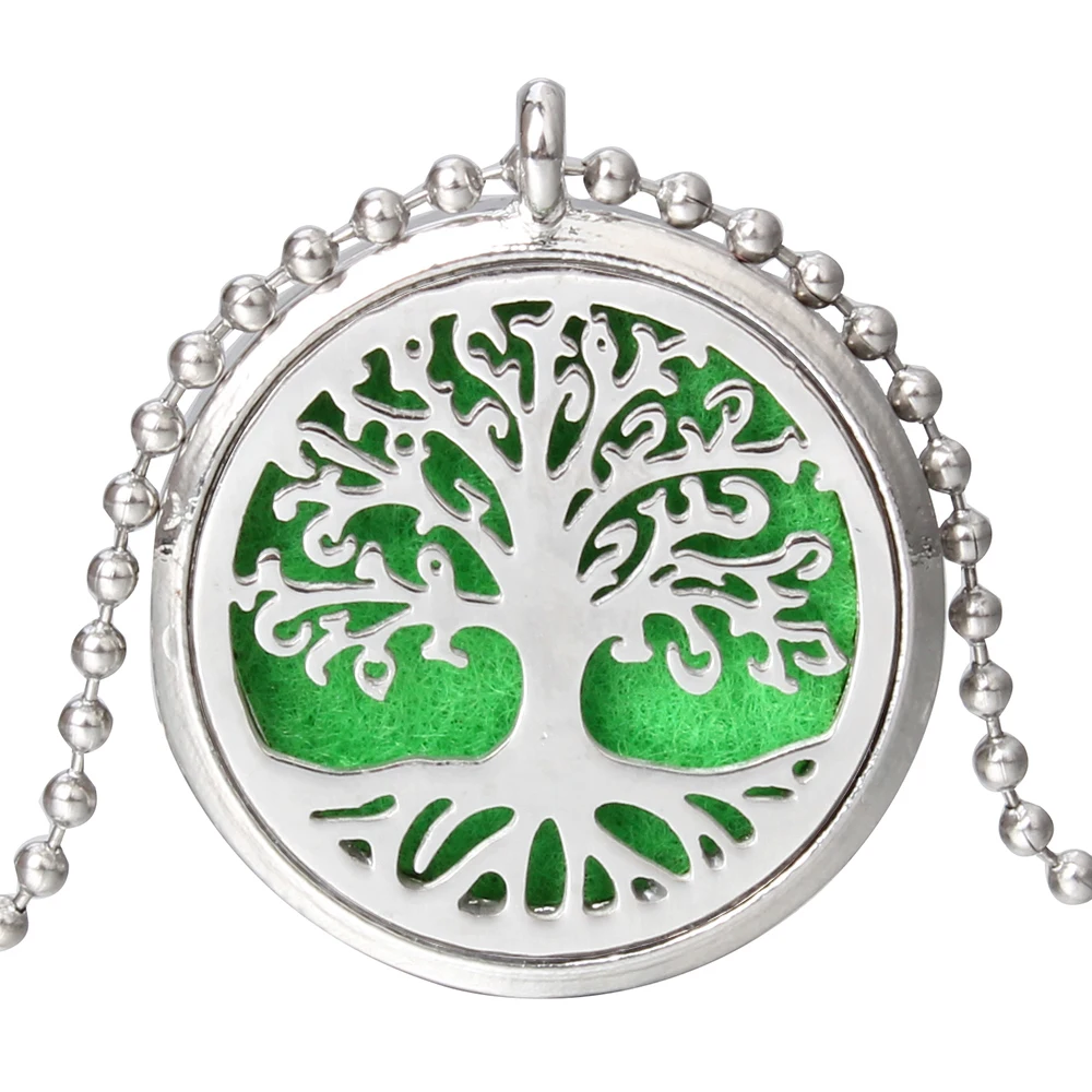 

Tree of Life Aroma Diffuser Necklace Open Silver Lockets Pendant Perfume Essential Oil Aromatherapy Locket Necklace With Pads