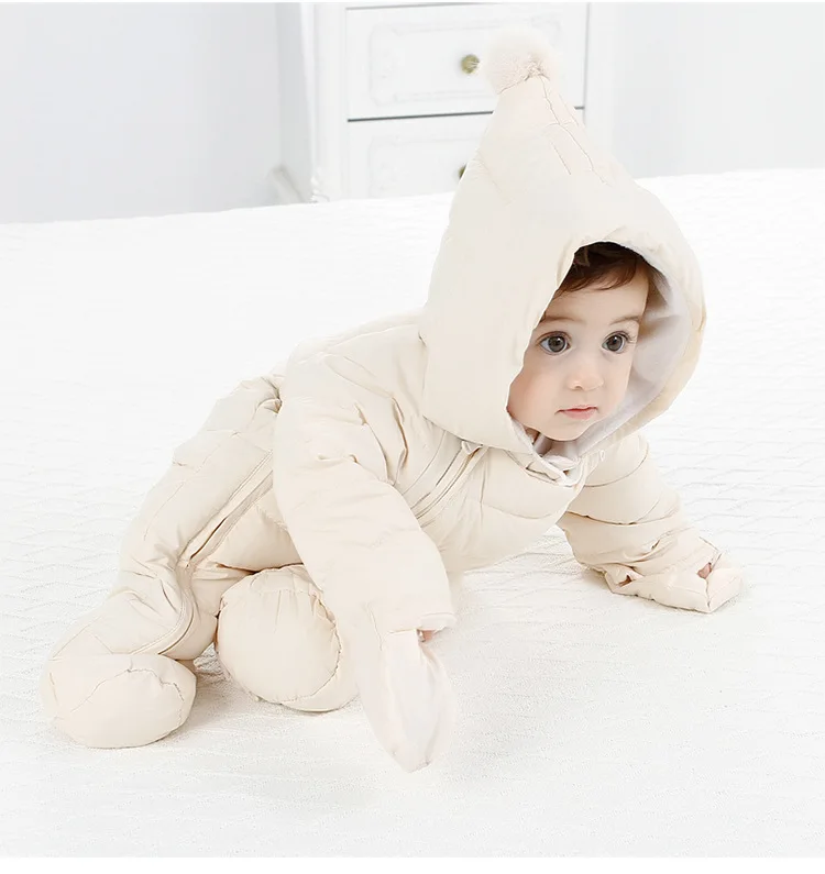 Bebé Traje de Nieve Niño Invierno Cálido Mameluco con Capucha Guantes Ropa Jumpsuit Recién Nacido de Una Pieza Mono/3-6M 