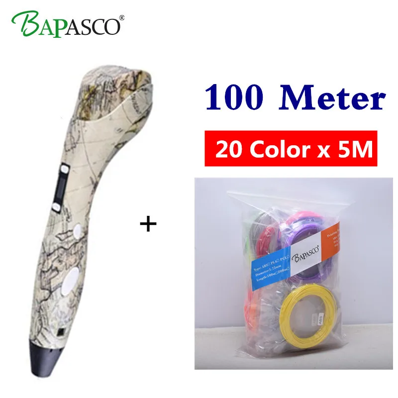 

3D Printing Pen + 100Meter(20Color) PLA Material 3D Pen compatible 3 Kinds Material ABS/PLA/PCL Portable Drawing Pen 3D 5V2A Usb