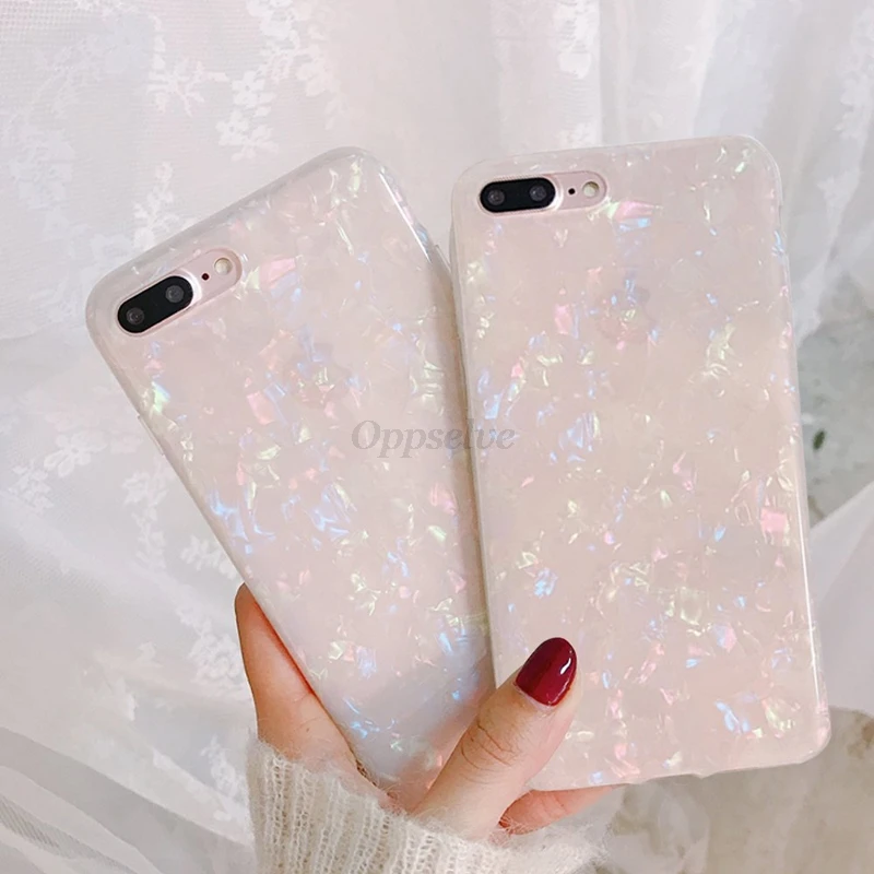 Роскошный чехол для телефона в виде раковины iPhone X 8 7 Plus милый мягкий силиконовый