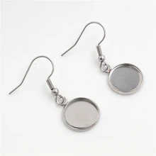 Не выцветает) 12 мм 10 шт. нержавеющая сталь кабошон серьга настройки серьги пустой/база, Diy серьги-Крючки findings-W2-18