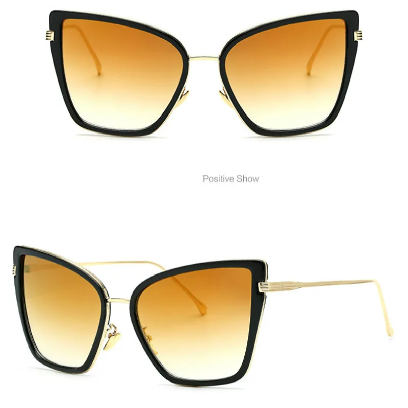 FENCHI sunglasses women cat eye oversize retro sun glasses shades for women Oculos Feminino zonnebril dames - Цвет линз: C2 Yellow