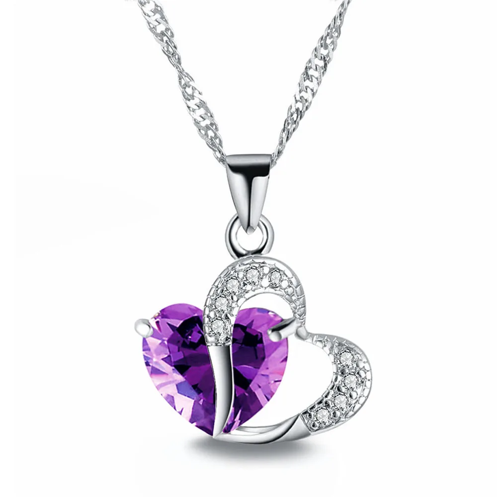 

UMKA 2019 Women's Necklace New Design Heart-Shaped Alloy Crystal Necklace Multi-Color Fashion Design Simple Style Exquisite Hand