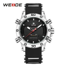 WEIDE Men's Sport Fashion Business Auto Date Silicone Strap Clock Military led Display Wristwatch Waterproof Relogio Masculino weide watch men sport water resist black leather strap led display auto date quartz wristwatches masculino clock relojes hombre