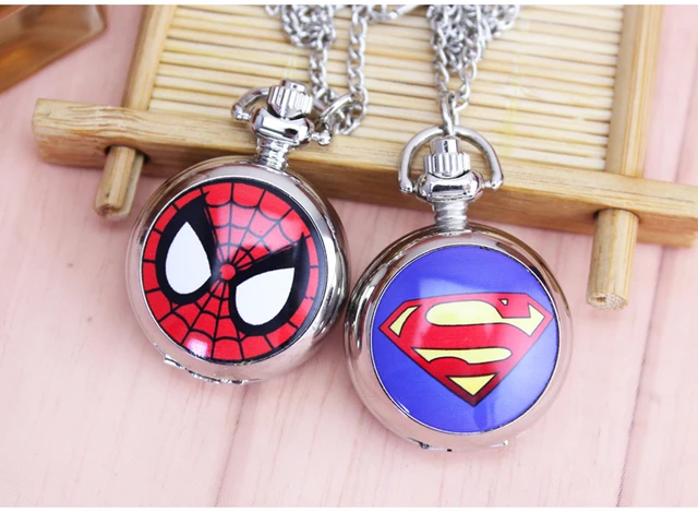 DC Universe Superman batman spiderman Superhero Fashion Pocket Watch Necklace Fr DC Universe Superman batman spiderman Superhero Fashion Pocket Watch Necklace Fr