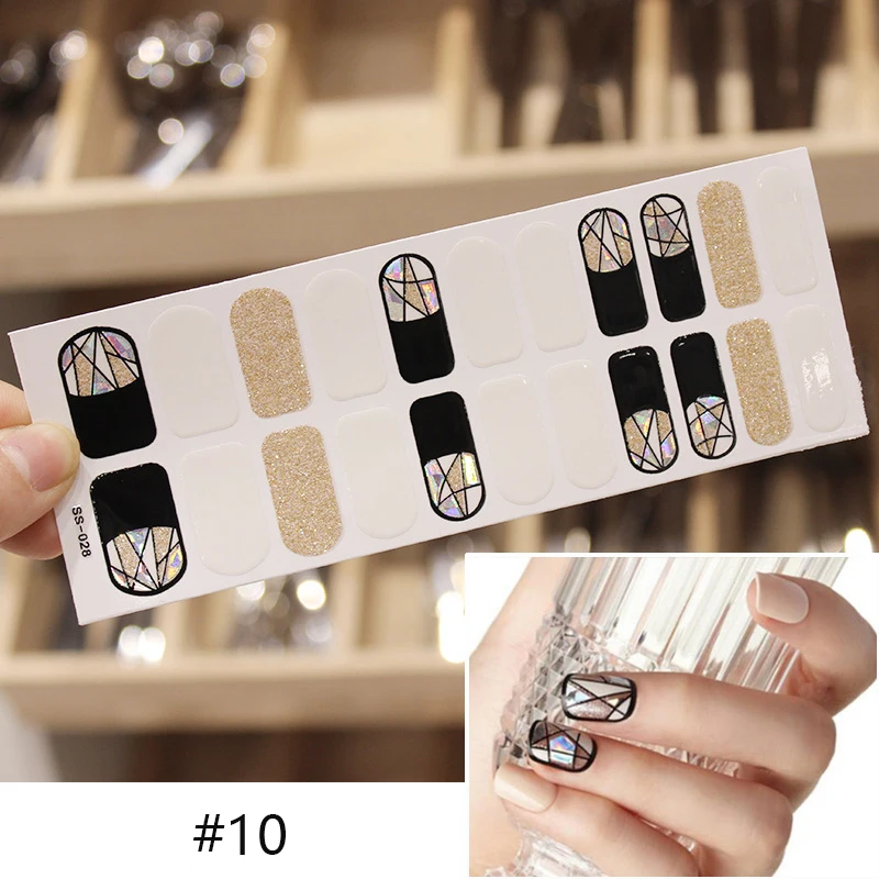 

Full Wraps Nail Stickers Cover Mixed Patterns Black Blue Adhesive Nails Transfer Decals Slider Nail Art Design Decoration
