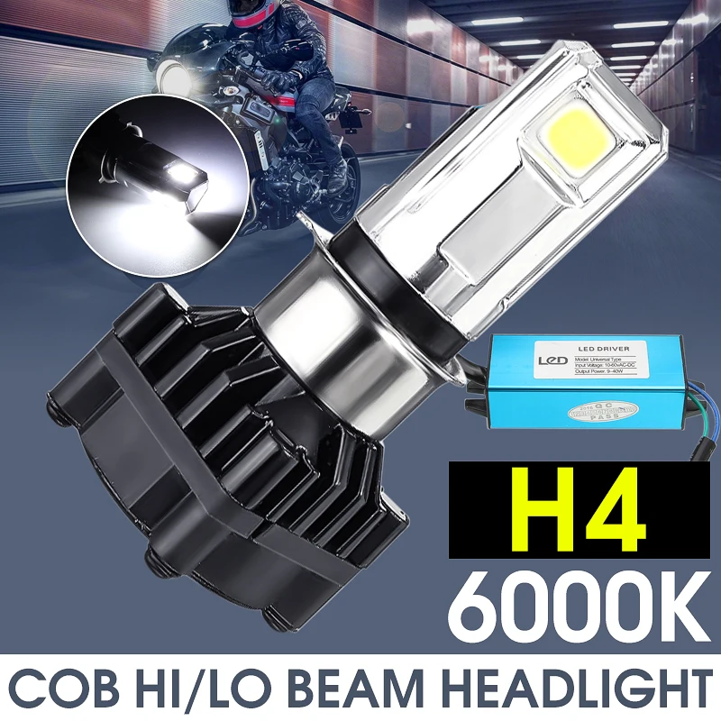 12V 3 Sides Universal Motorcycle Headlights Blubs LED With Holder H4