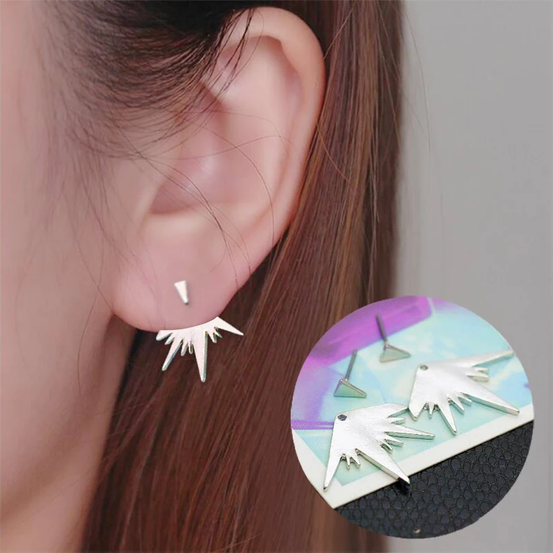 

Shuangshuo 2017 New Fashion Simple Triangle Ear Jacket for Women Hot Sale Geometric Stud Earrings Female Gift