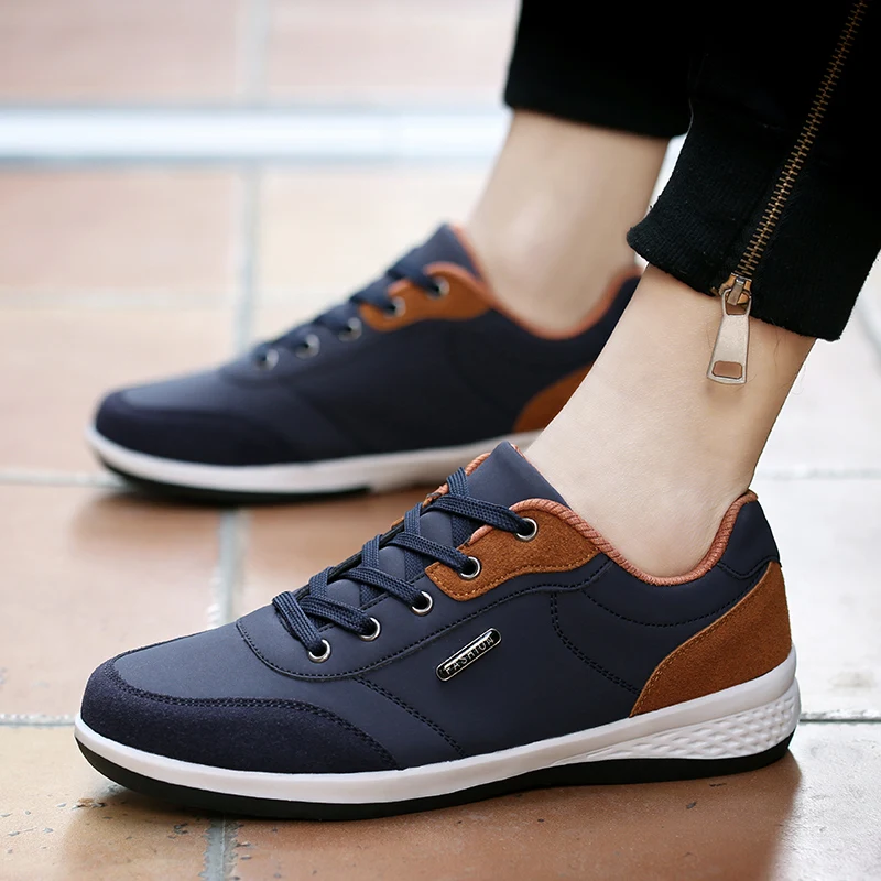 

PADEGAO New Men Shoes Lace-Up Men Fashion Shoes Microfiber Leather Casual Shoes Brand Men Sneakers Winter Men FLats