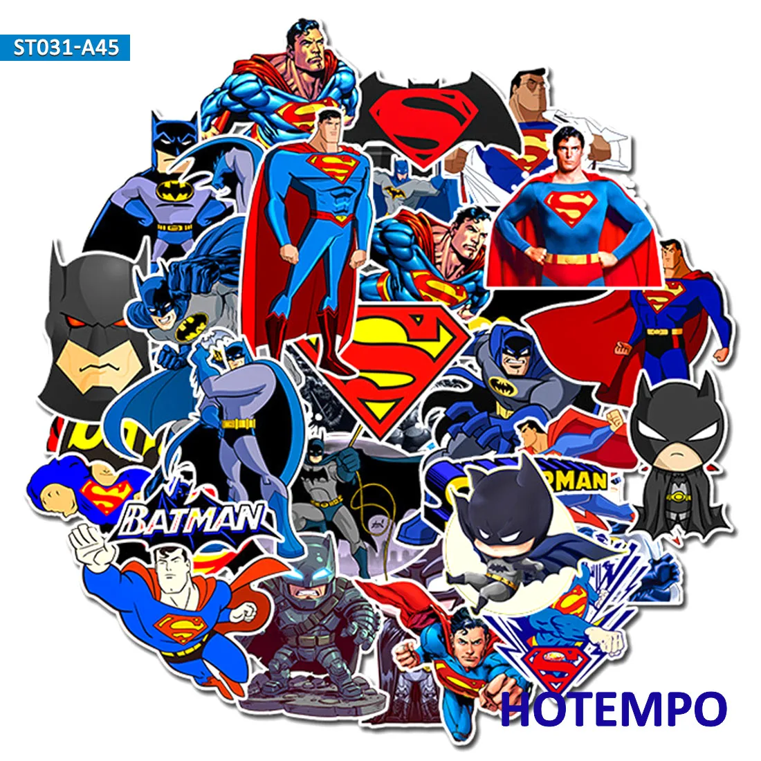 

45pcs DC Super Hero Marvel Superman Batman Stickers for Mobile Phone Laptop Luggage Suitcase Guitar Skateboard Car Decal Sticker
