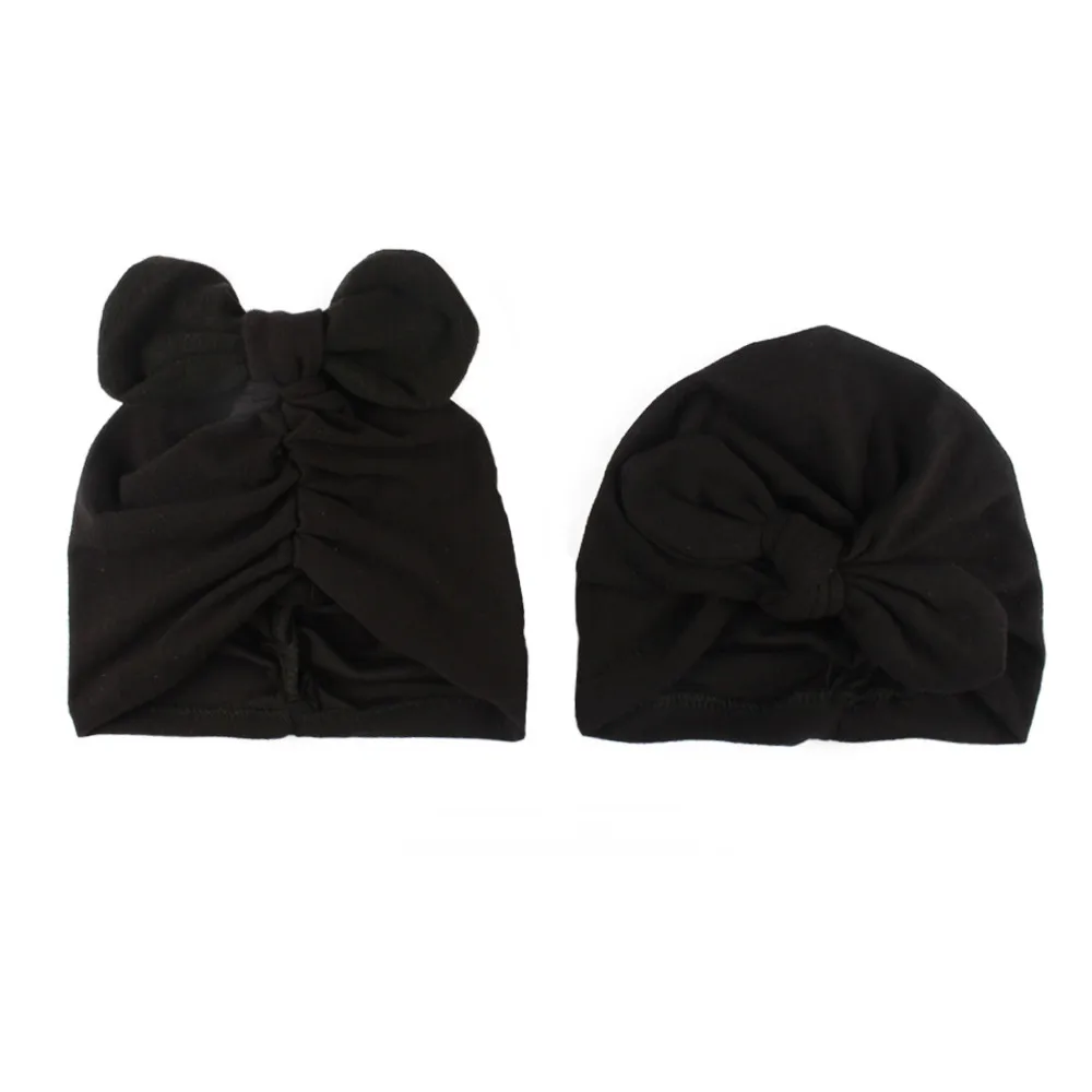 

LONSANT Hat Newborn Baby Girls Boys Hat 2PCs Baby Rabbit ear Bow Hat Girl Boy pure color Cap Toddler Kids cute Cap set