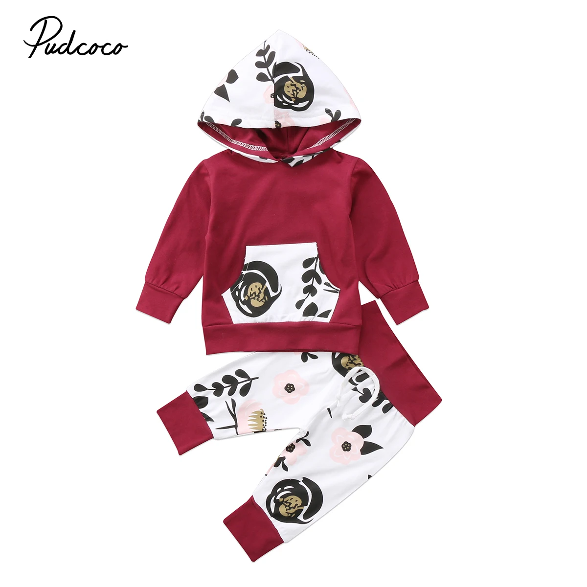2Pcs 0 24M Newborn Toddler Baby Kids Boy Girl Clothes Floral Hooded