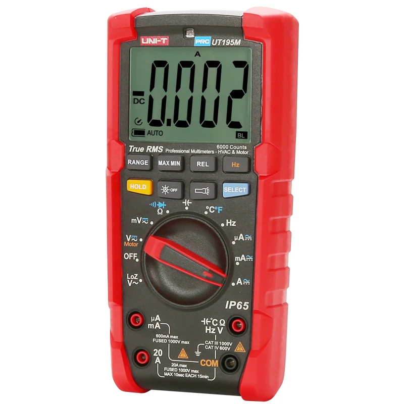 UNI-T UT195E/UT195M/UT195DS True RMS Professional Multimeters; IP65 Waterproof/Dustproof/Fall-proof Digital Multimeter, LoZ Test