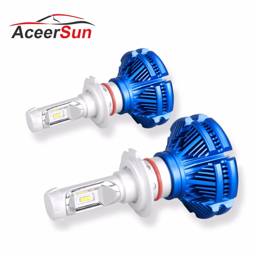 Aceersun безвентиляторный светодиодный H4 H7 H11 9005 9006 ZES 50 Вт 12000LM автомобильная