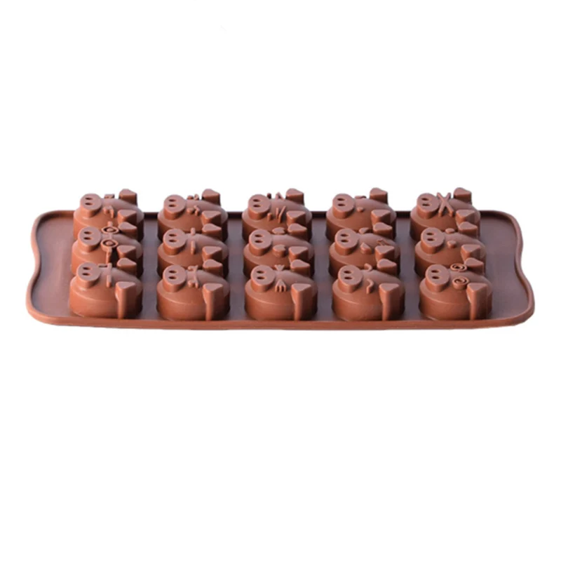1Pcs Sugarcraft Funny Pig Shaped Silicone Molds 15 Holes Soap Candy Fondant Chocolate Mould Kitchen DIY Cookies Cake Cutters