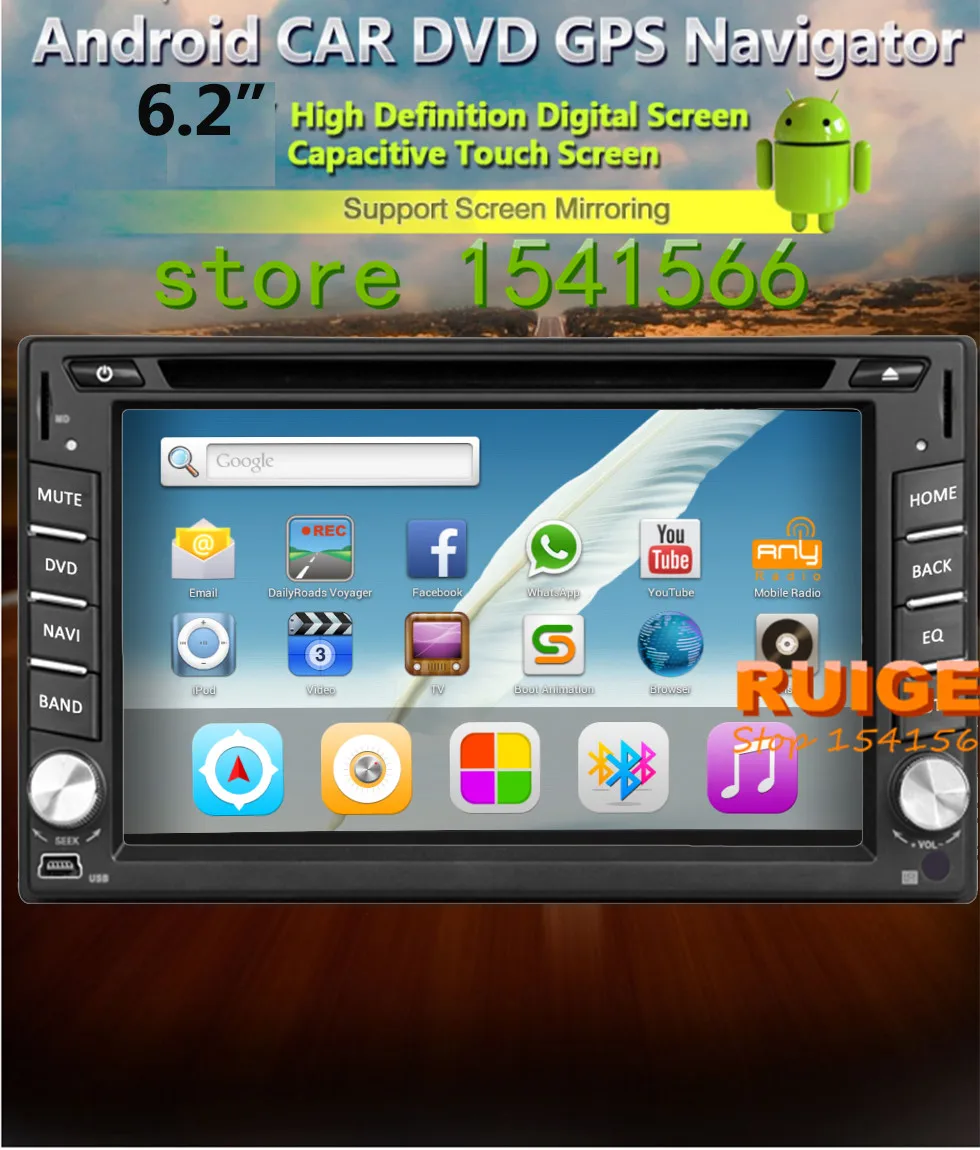 

Android Universal 2 Din In Dash Car DVD Player GPS/ Radio/FM/USB/SD/Bluetooth/ HD digital touch screen full popular function