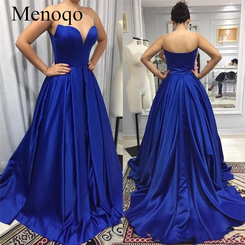 New Arrival Royal Blue Prom Dresses 2018 Sweetheart Satin Plus Size Women Evening Gowns Cheap Formal Party Wear Vestidos De Fiesta (1)_副本