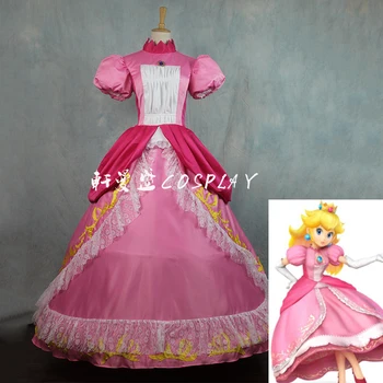 

100%real luxury super mario peach cos princess ball gown vintage ball gown cosplay gown