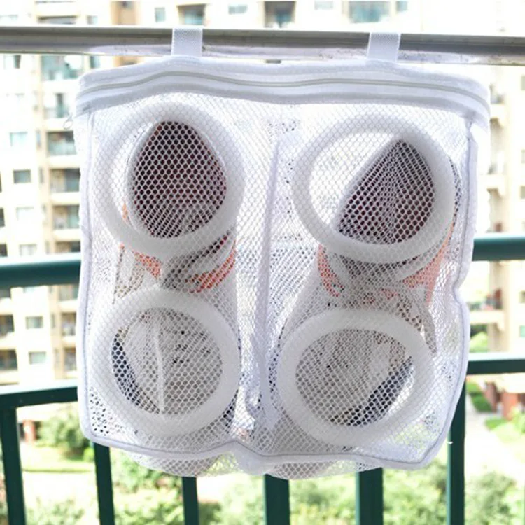 جديد وصول الأحذية الجافة غسل كيس القماش الغسيل شبكة صافي حذاء تخزين البوليستر