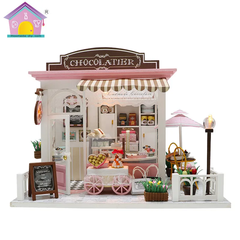 

Hoomeda New arrival Miniature Wooden Doll House With DIY Furniture Fidget Toys For Kids Children Birthday Gift Coffee House C007