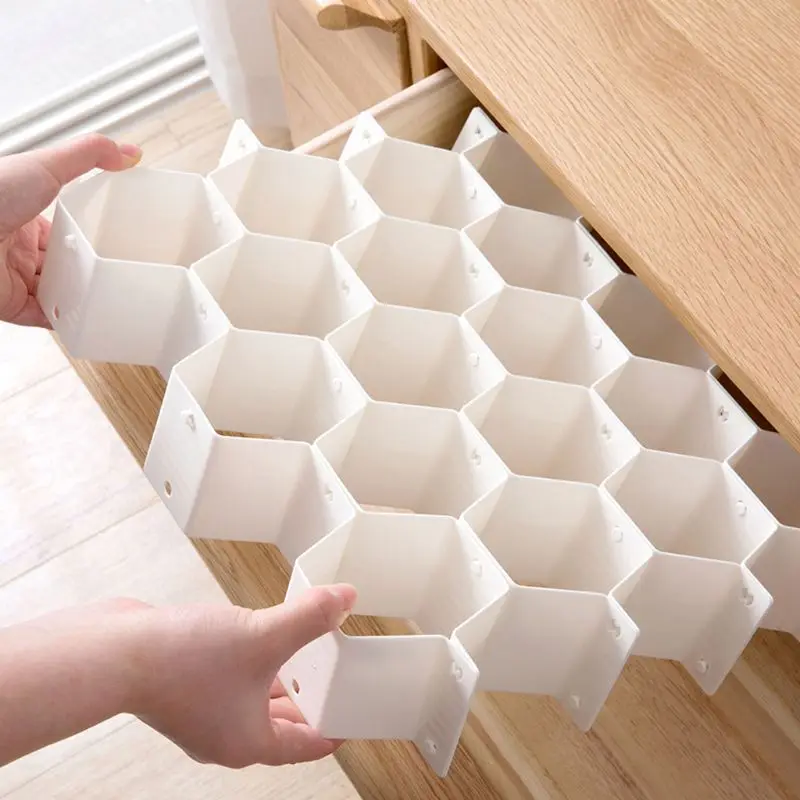 Honeycomb Shape Drawer Organizer 8 Pcs Closet Dividers Plastic Partition For Small Clothing And Cosmetic Clapboard