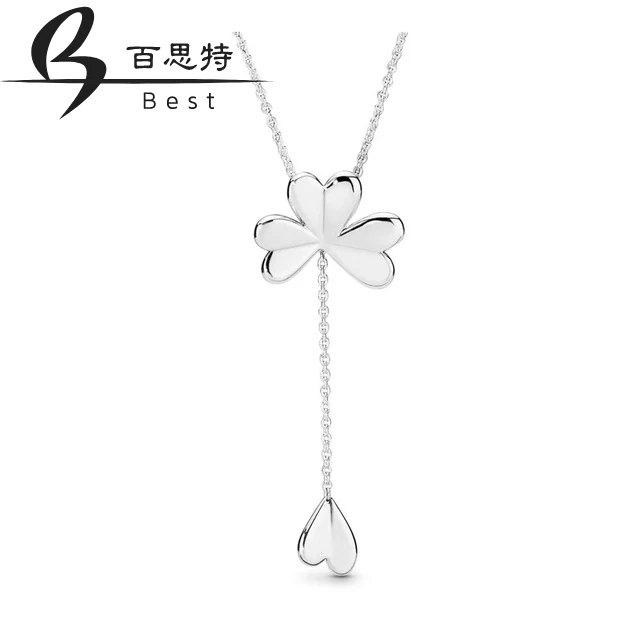 

BEST I00% 925 sterling silver new four-leaf clover petal necklace free of charge