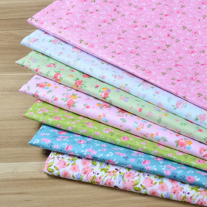 100 Cotton Fabric 40cmx50cm Flower Designs 7 Pcs / Lot Quilting Patchwork Crafts Baby Sewing