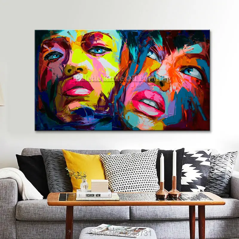 

Palette knife painting portrait Palette knife Face Oil painting Impasto figure on canvas Hand painted Francoise Nielly