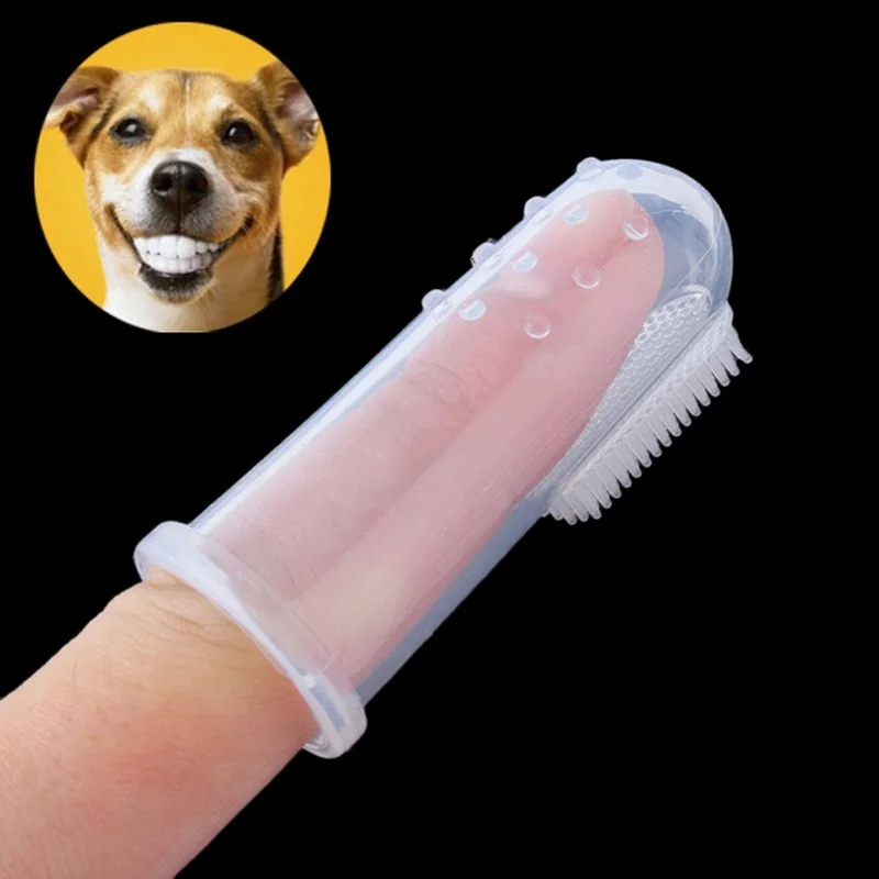 Зубы Кошки Латексная щетка для ухода за домашними животными чистящие принадлежности зубная щетка для собак - Цвет: Прозрачный