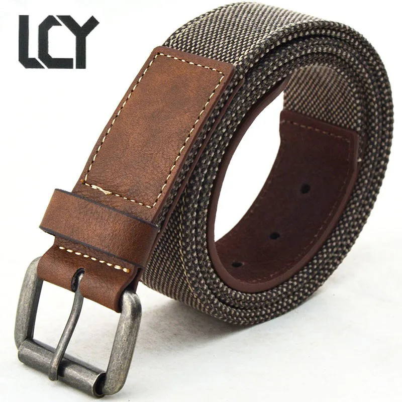 [LCY] Designer Belts Men High Quality Canvas PU Leather Belt for Men Cowboy Jeans Mens Belts ...