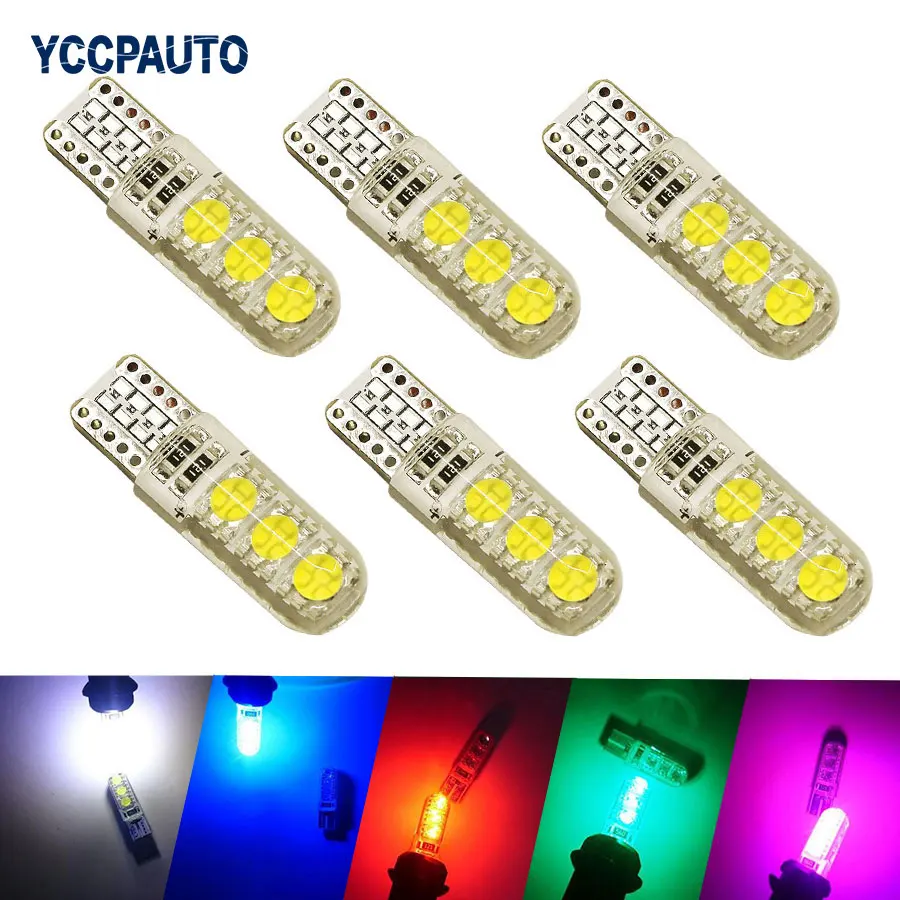 Автомобильные светодиодные лампы s T10 194 W5W DC 12 В Canbus 6SMD 5050 силиконовый