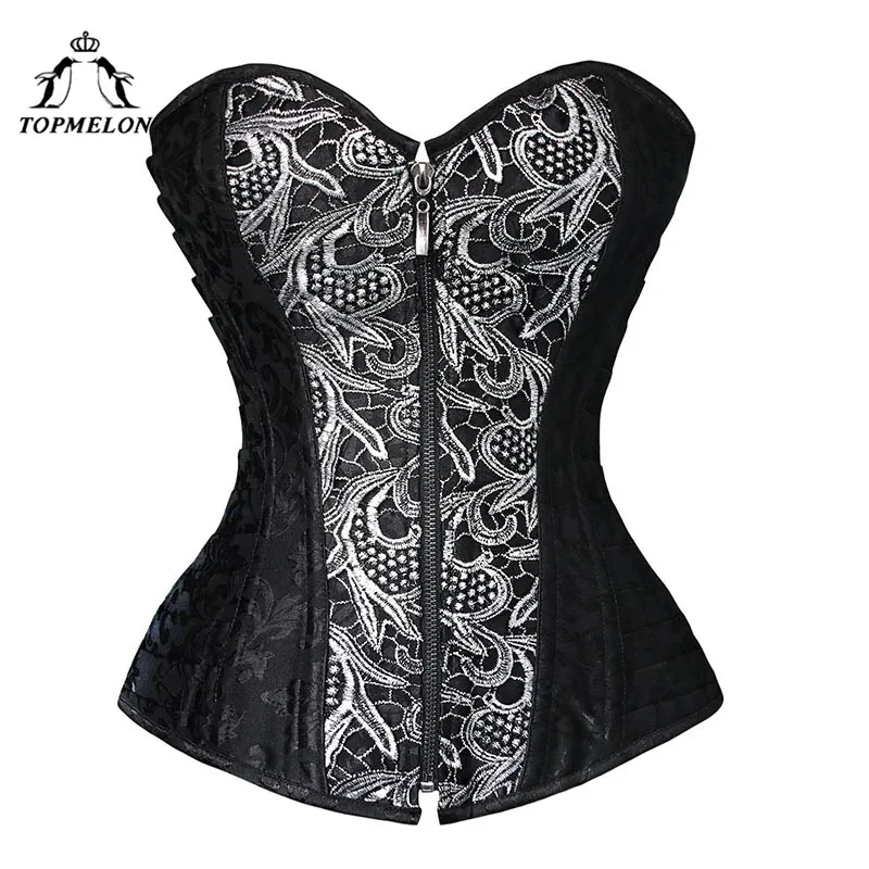 TOPMELON Corset for Women Brown Black Strapless Body Shaper Bustier